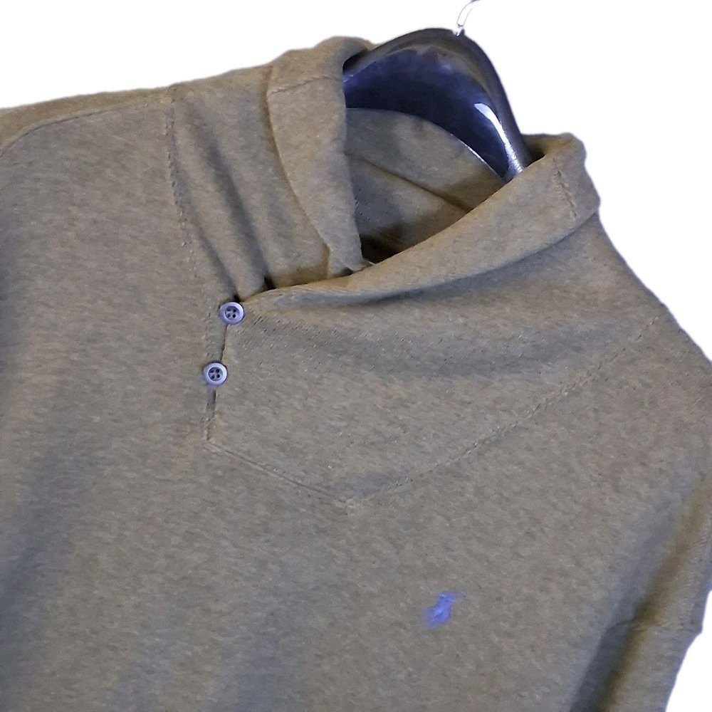 Polo Ralph Lauren Pullover Mens XL Green Button Placard Mock Neck Pony  Pullover